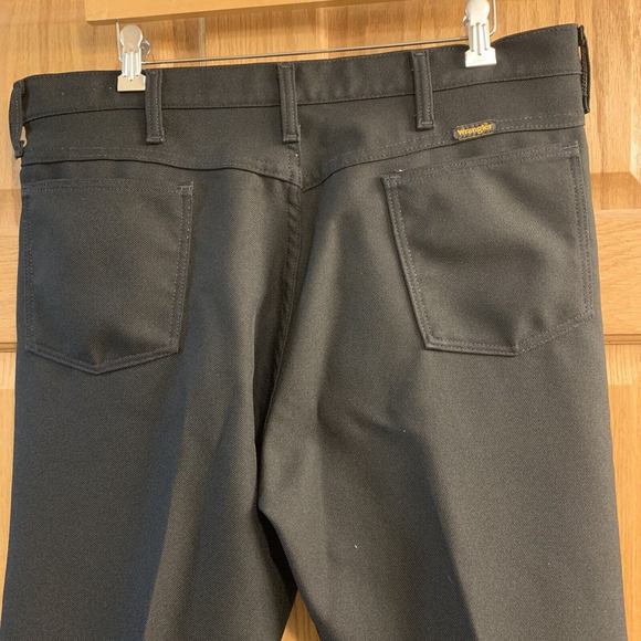 VINTAGE Wrangler Pants Mens 36x27 Black Bootcut Polyester Cowboy Western 38X28 - Picture 3 of 7